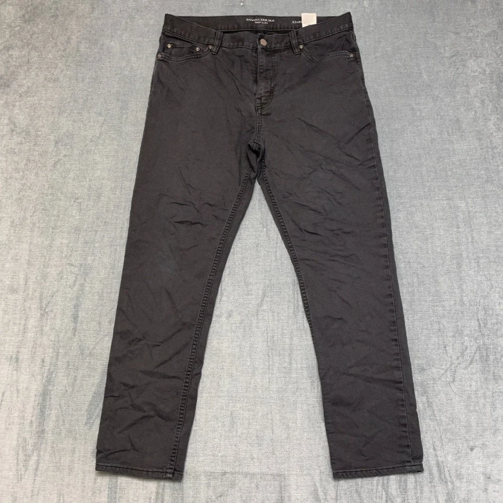 Banana Republic Traveler Pant Mens 33x30 Black Cotton Straight Zip Fly Mid Rise